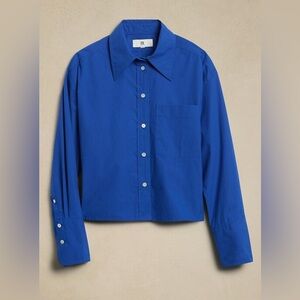 Banana Republic The Boxy Crop Shirt in Horizon Line Blue